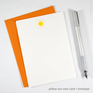 Flat Note Card Set with Yellow Sun (#502)