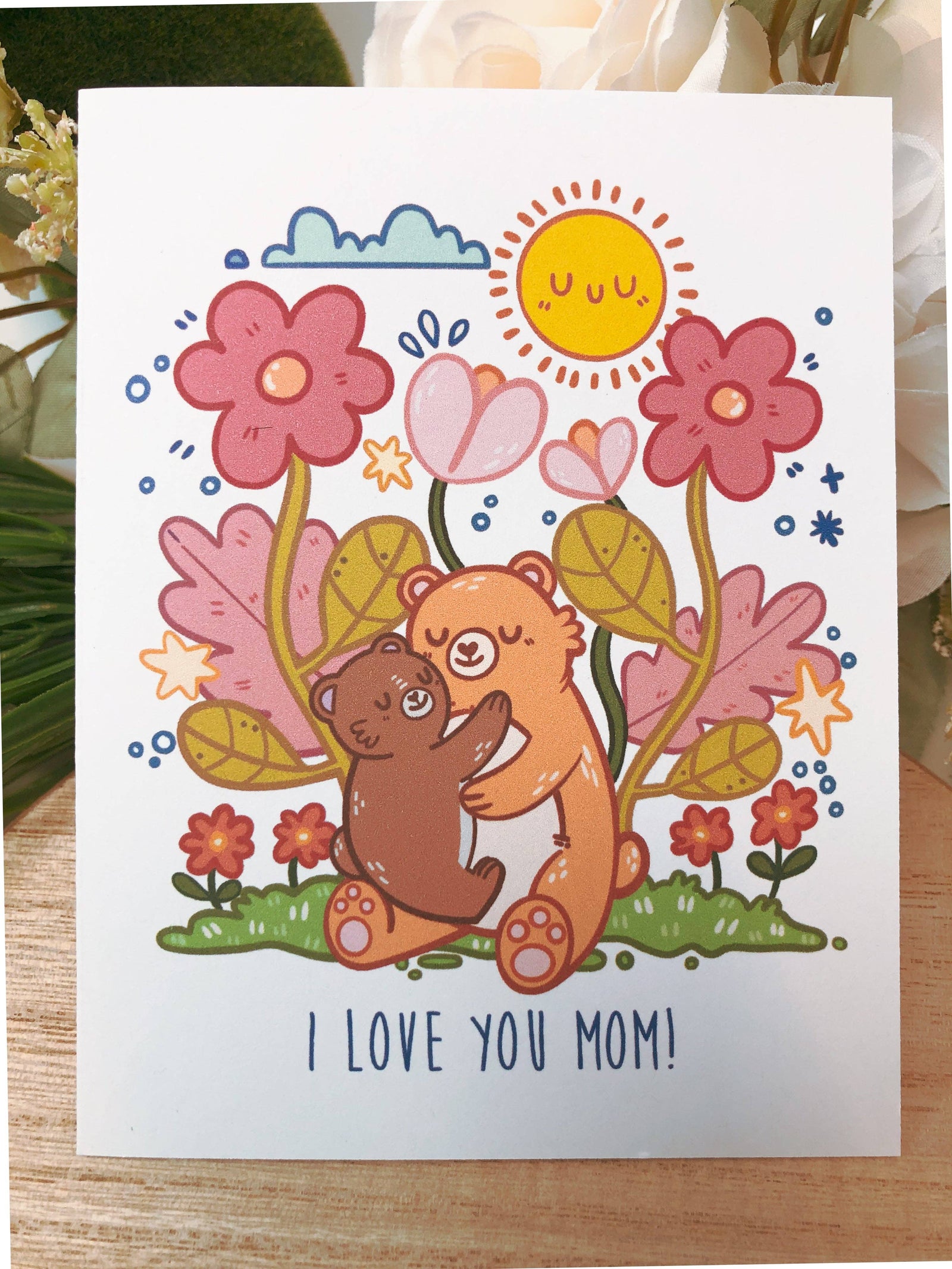 I Love You Mom Bear Hug Mother’s Day Greeting Card
