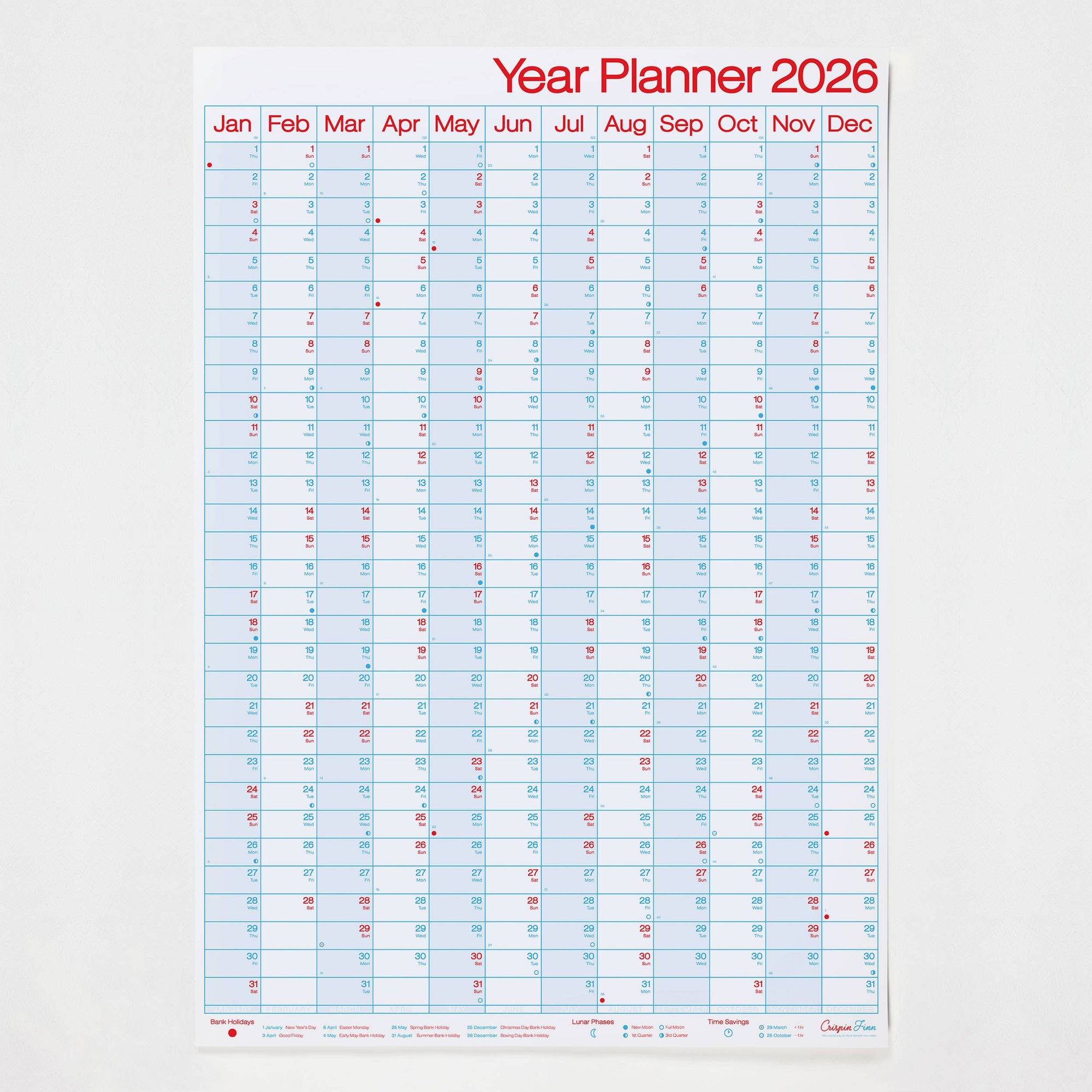 2026 Year Planner - Classic Portrait View