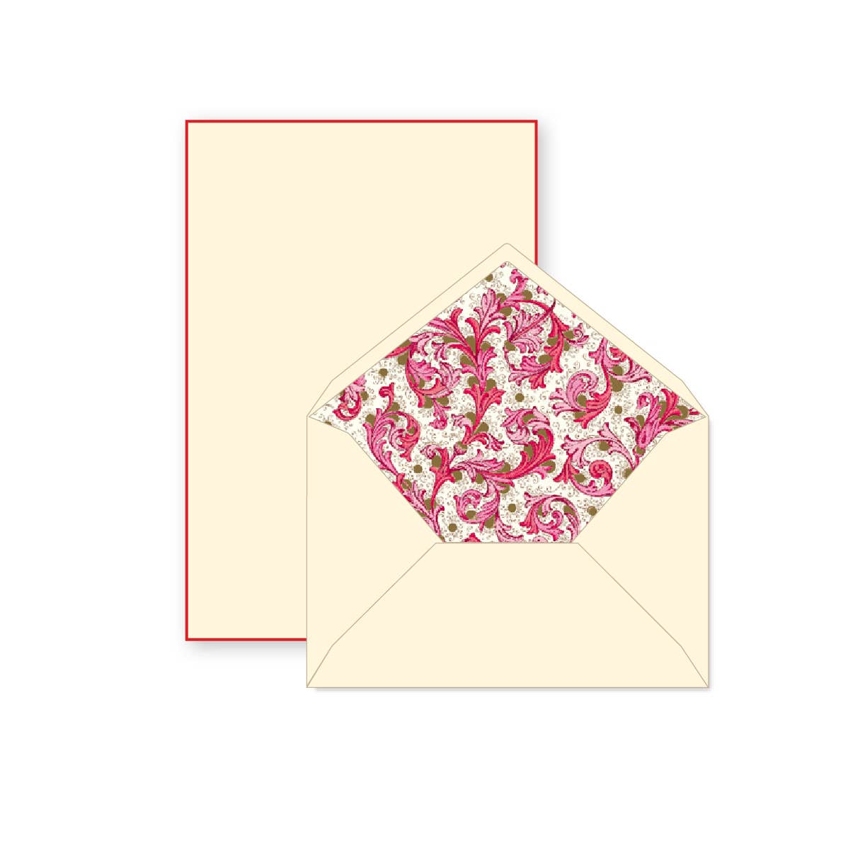 Rossi 1931 100% Cotton Bordered Writing Sheets Letter Set: Traditional Florentine Red / 6.25x8.47”