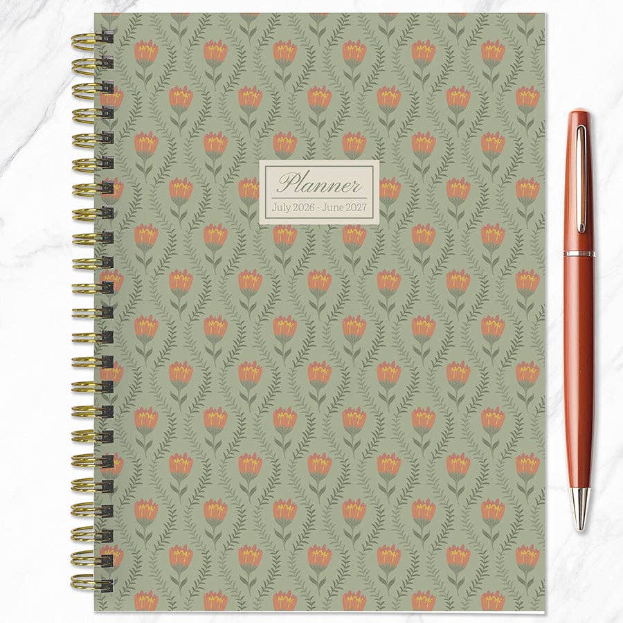 July 2026 - June 2027 Posies Medium Weekly Monthly Planner