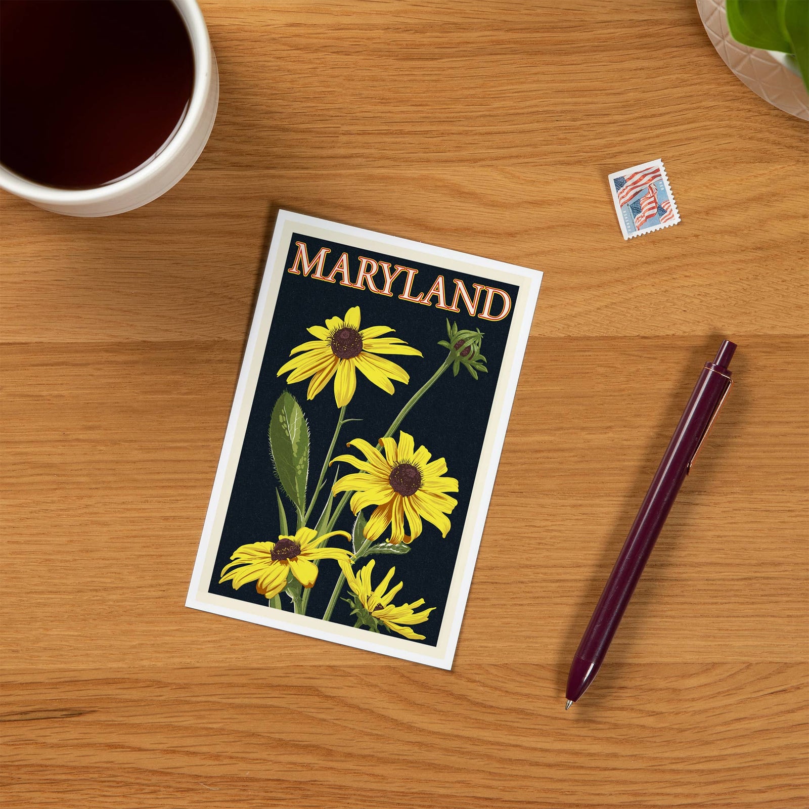 PREMIUM POSTCARDS Maryland, Black Eyed Susan, Letterpress