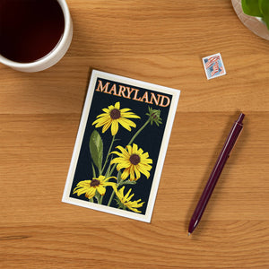 PREMIUM POSTCARDS Maryland, Black Eyed Susan, Letterpress