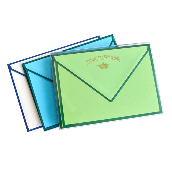 Original Crown Mill Color Edge Note Card Box: Cream/Navy Blue / 4x6 ...