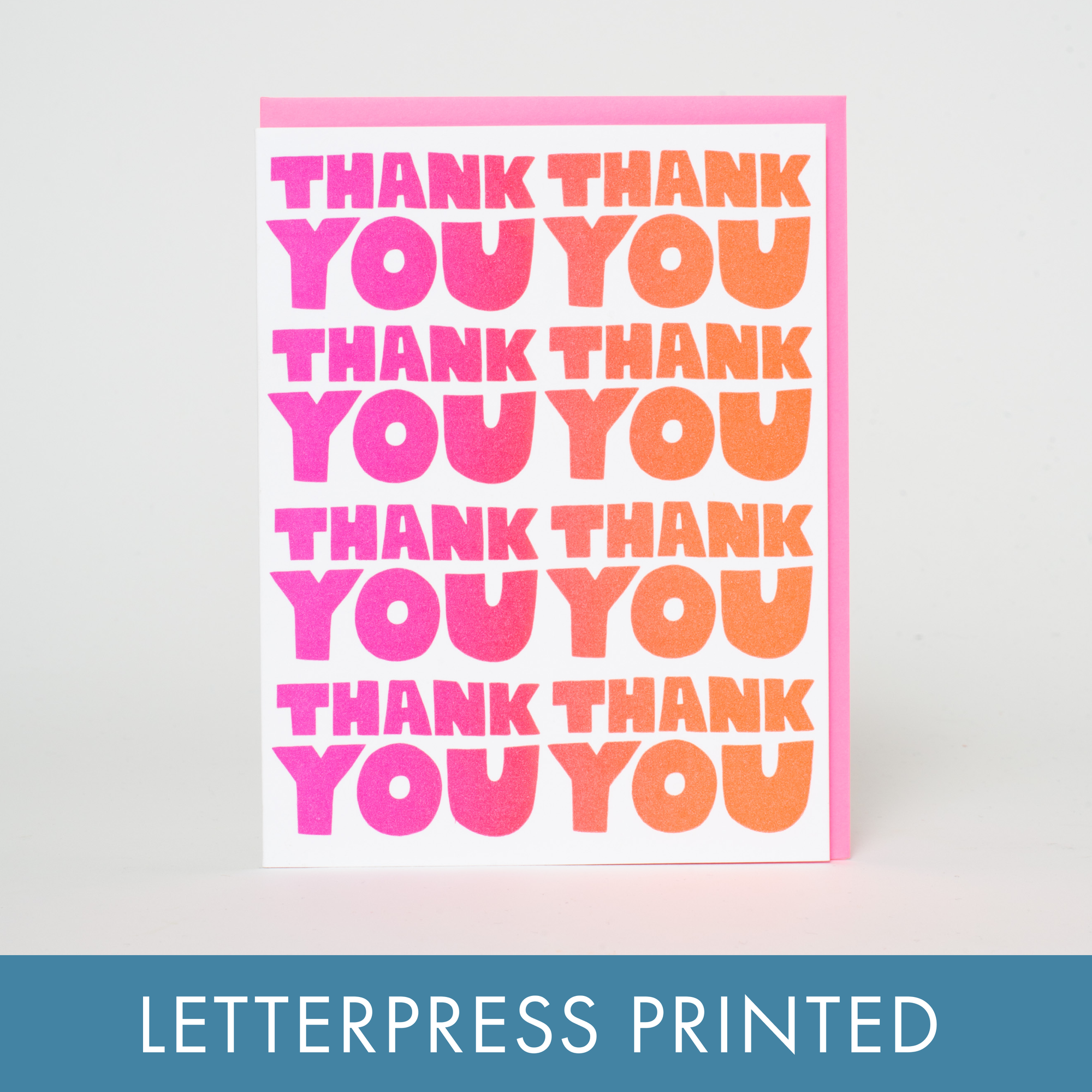 Thank You Gradient Letterpress Greeting Card by Ashkahn: Paper tab