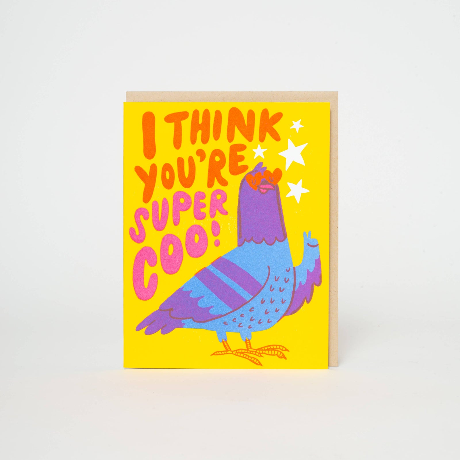 Super Coo Pigeon Love Letterpress Greeting Card by Hello!Lucky