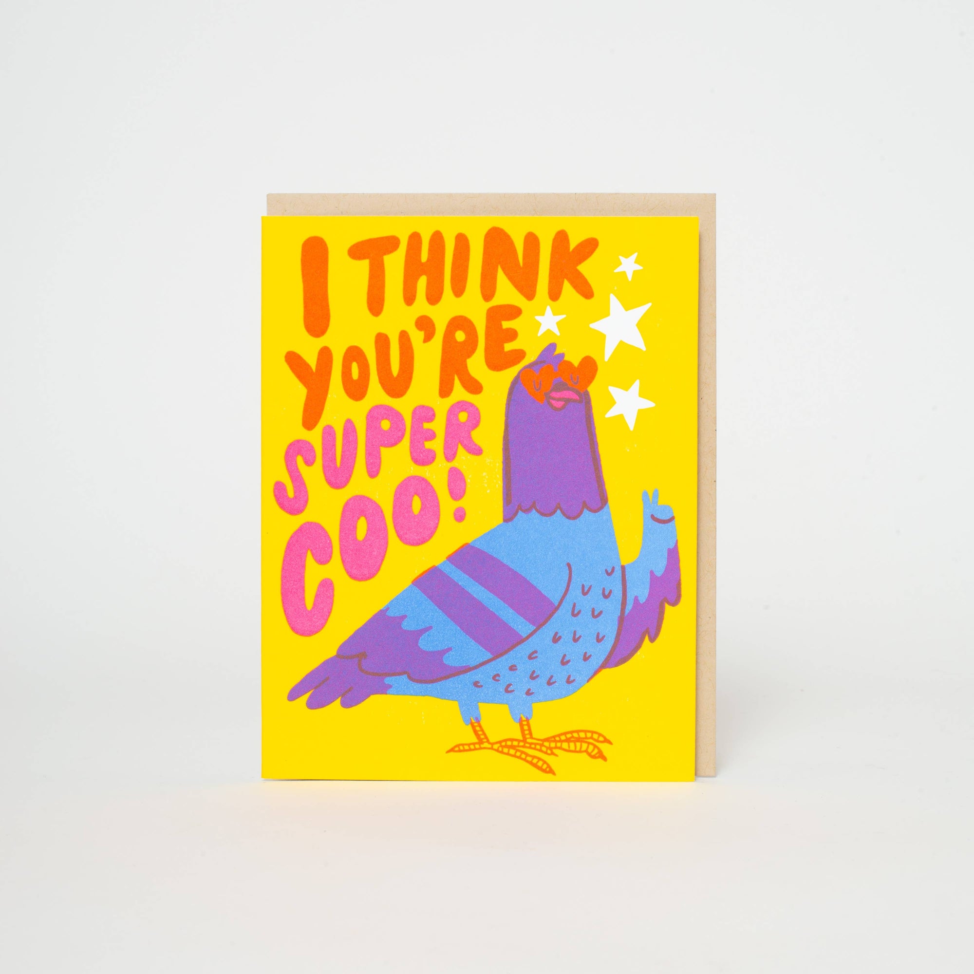 Super Coo Pigeon Love Letterpress Greeting Card by Hello!Lucky