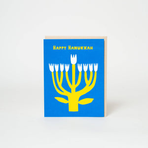 Hanukkah Flower Menorah Greeting Card by Suzy Ultman
