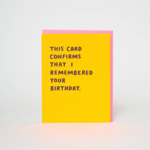 Confirmed Birthday Funny Letterpress Greeting Card by Ashkahn