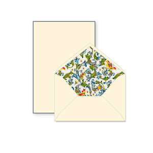 Rossi 1931 100% Cotton Bordered Writing Sheets Letter Set: Birds Florentine / 6.25x8.47”
