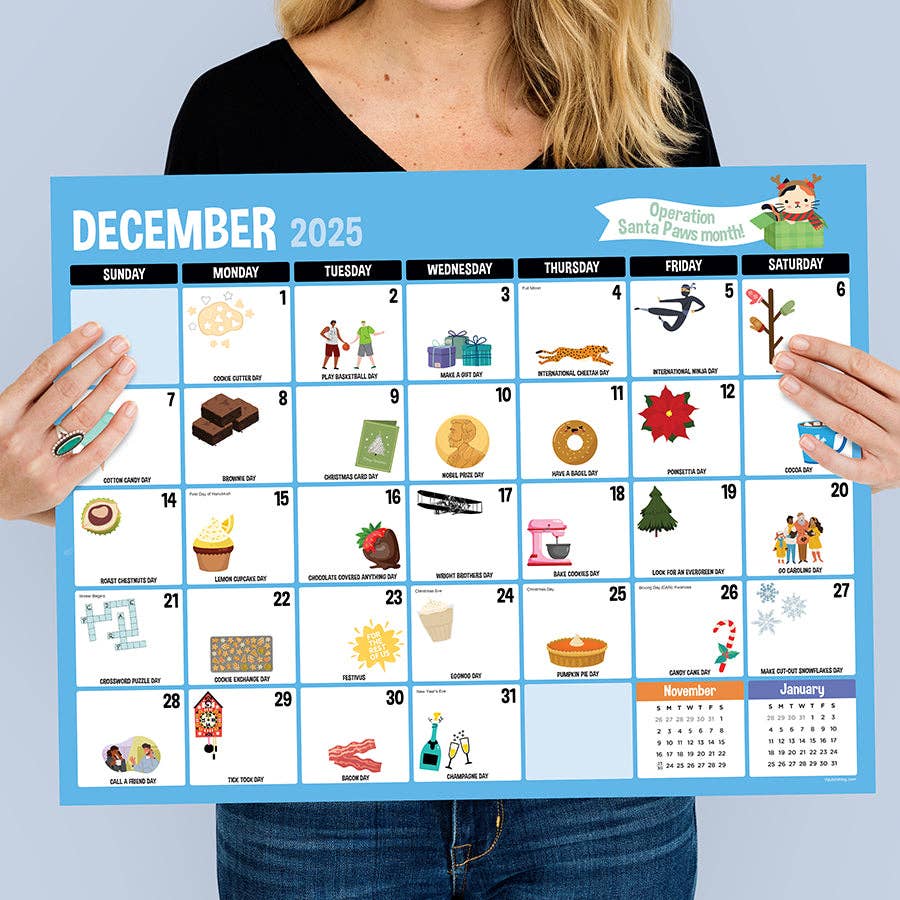 Every Day's A Holiday Desk Pad Blotter Calendar 2025-2026