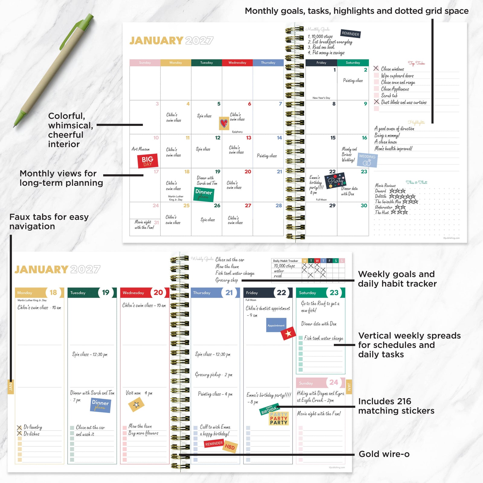 July 2026 - June 2027 Lovely Lemon Weekly Monthly Planner