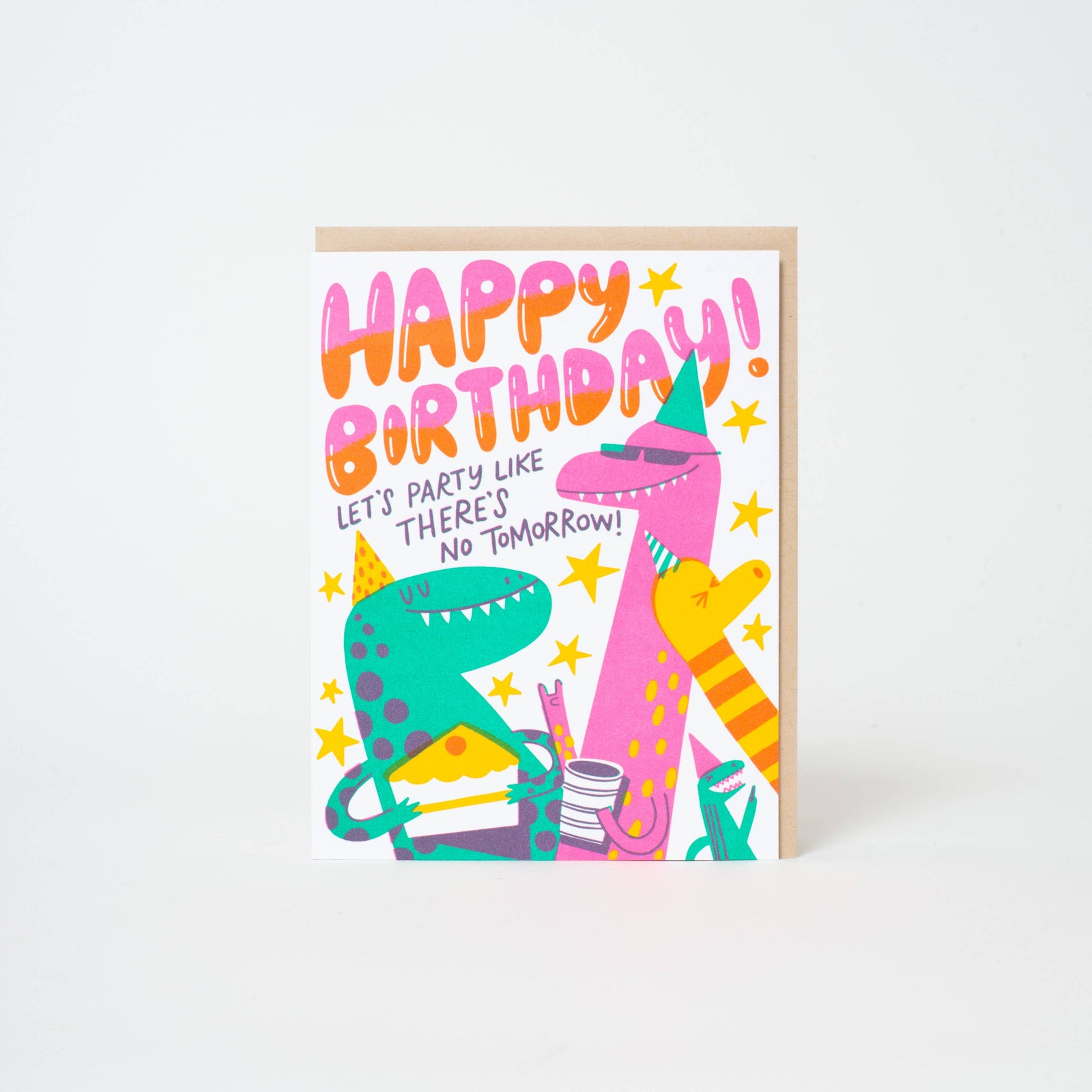 Dino Party Birthday Letterpress Greeting Card by Hello!Lucky