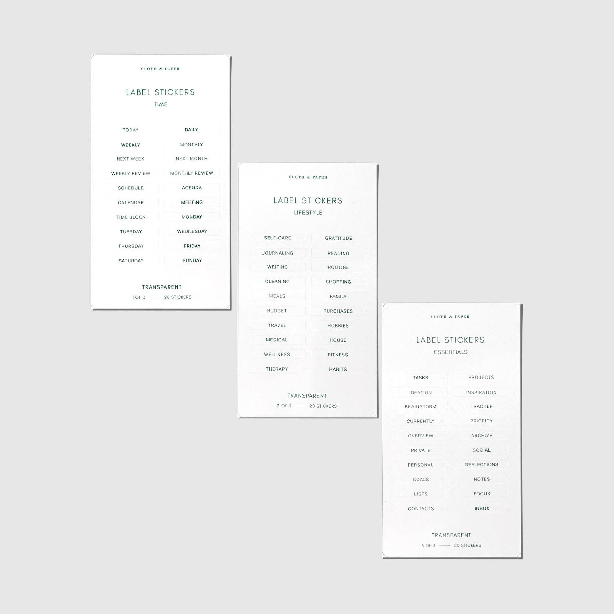 Clear Label Stickers | Legend: Clear Label Stickers | Legend