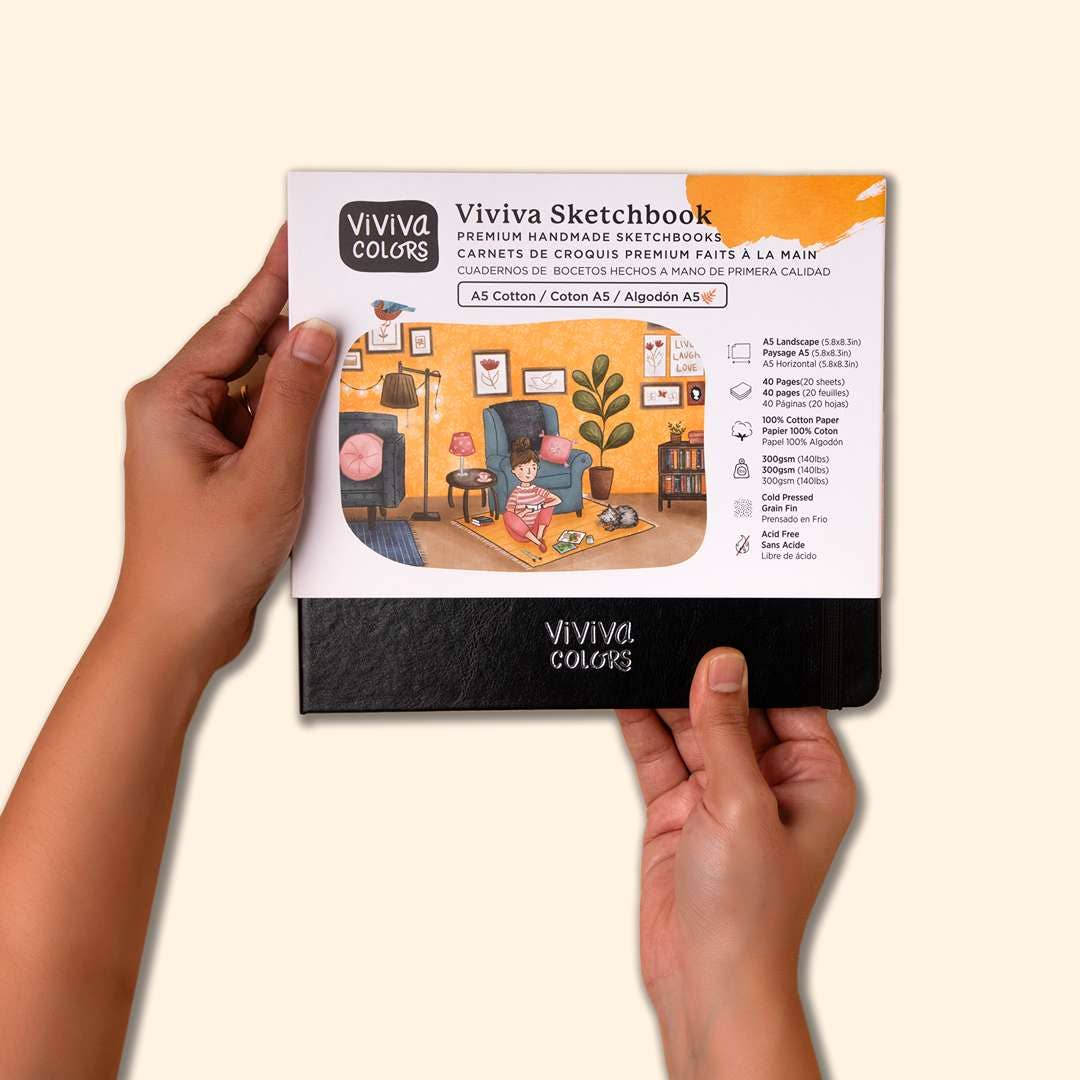 A5 Cotton Sketchbook - 100% cotton handmade paper