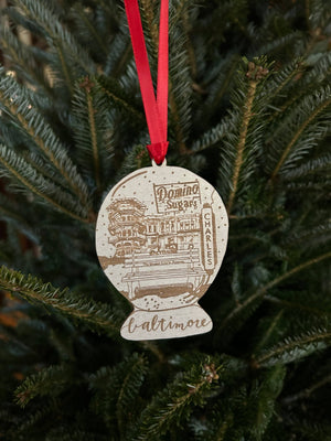 Baltimore Maryland | Snow Globe | Ornament: Wood