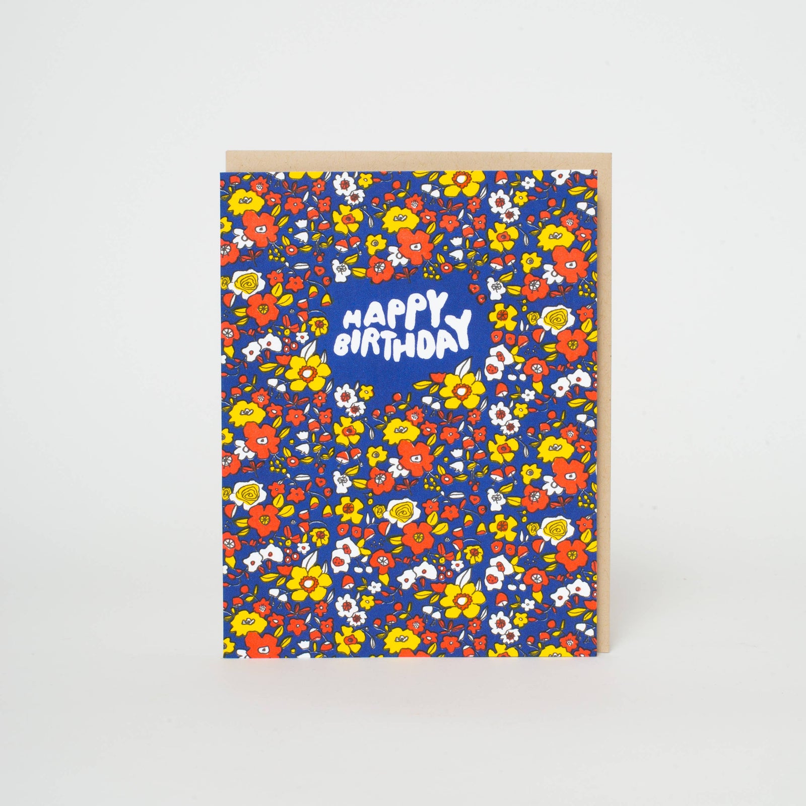 Happy Birthday Calico Floral Letterpress Greeting Card by Egg Press