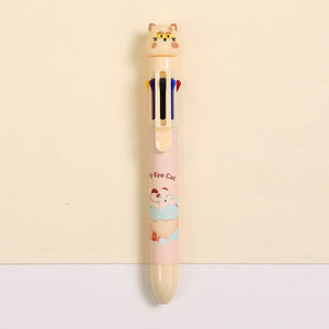 Puffy Eye Cat 8-Color Retractable Ball Pen