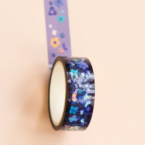 PET Tape (Transparent) Floral Black Cat