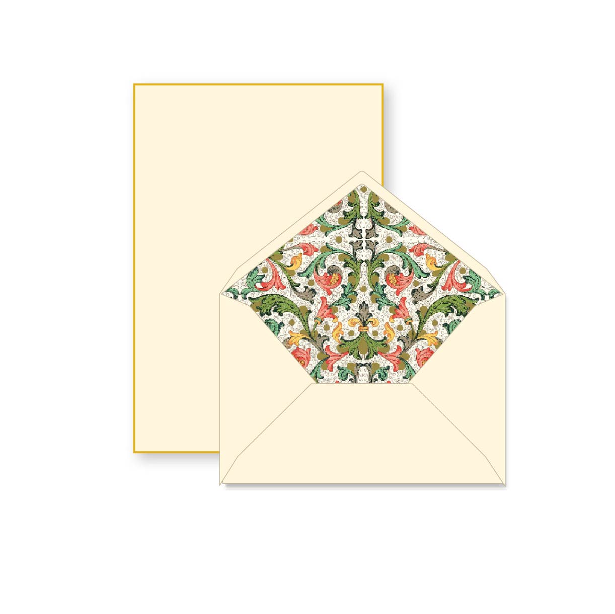 Rossi 1931 100% Cotton Bordered Writing Sheets Letter Set: Traditional Red Florentine, Gold / 6.25x8.47”