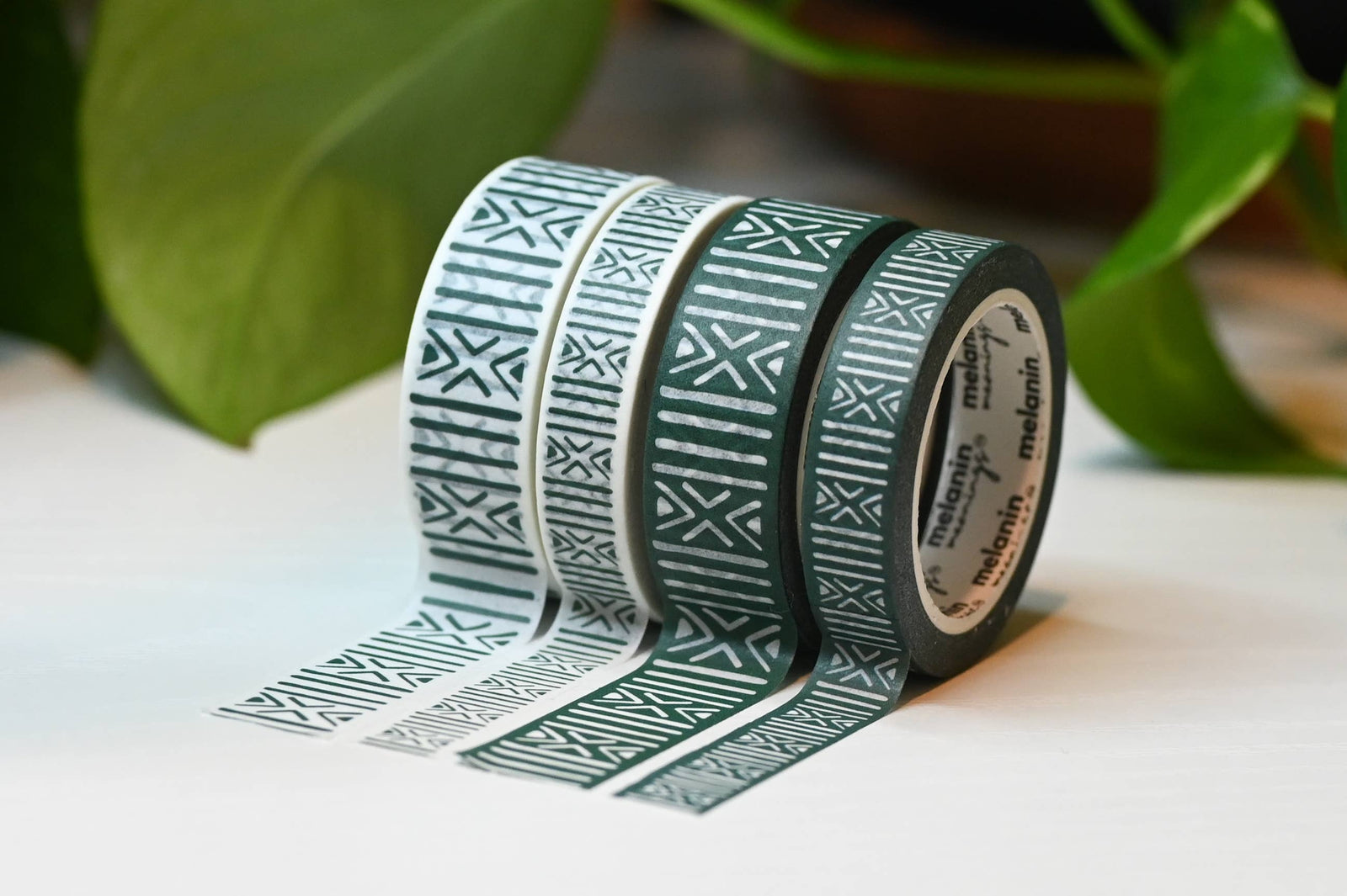 Mudcloth African Textile Inspired Washi Tape Set: Green