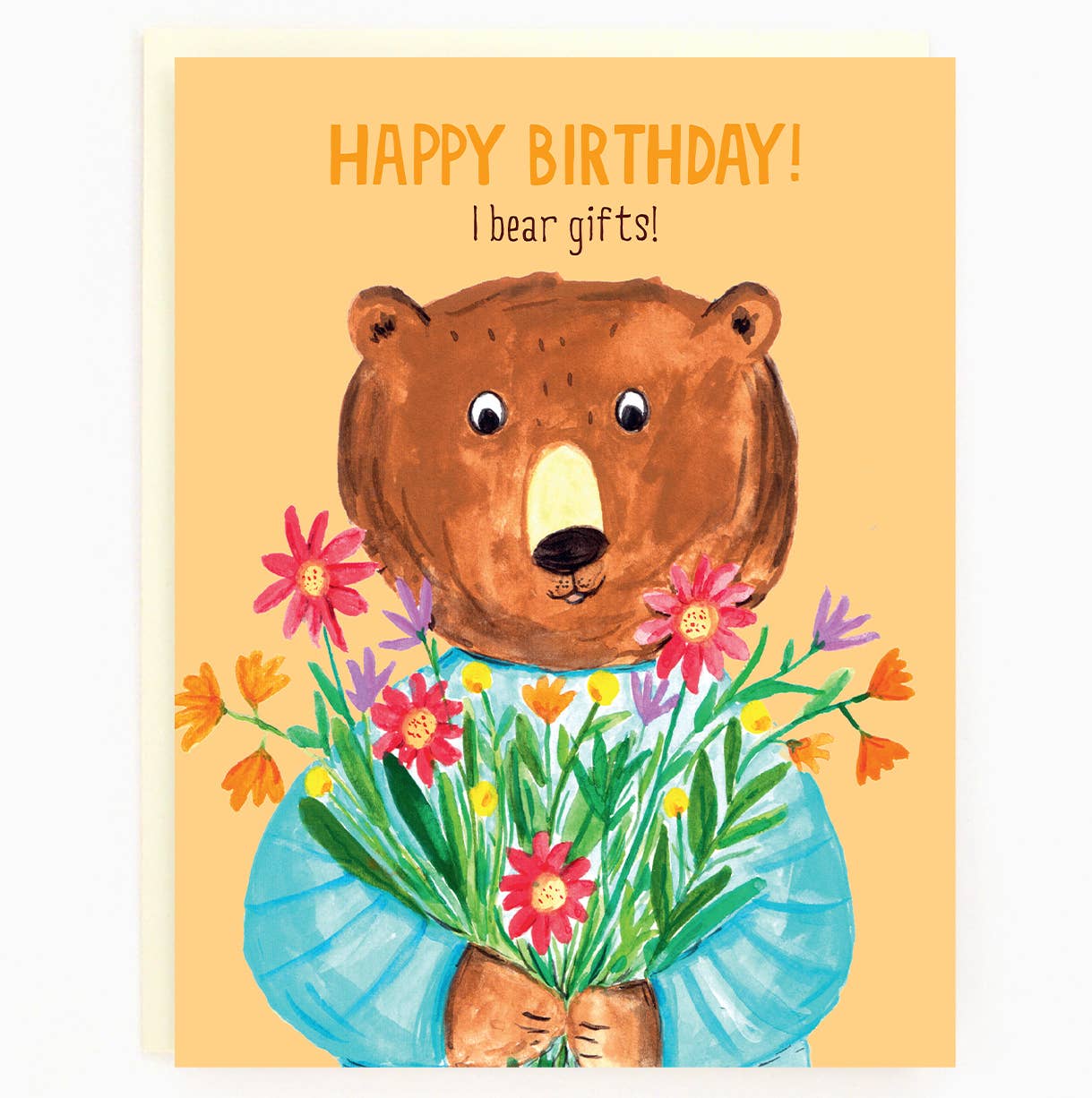 Birthday Bear Flowers Card
