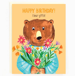 Birthday Bear Flowers Card
