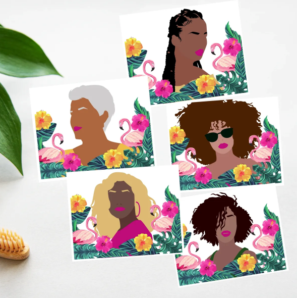 Beautiful, Tropical African-American Women - 10 Card Set