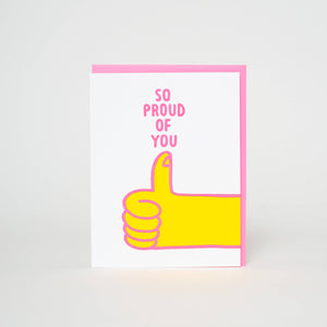 Proud Of You Thumbs Up Letterpress Greeting Card by Ashkahn