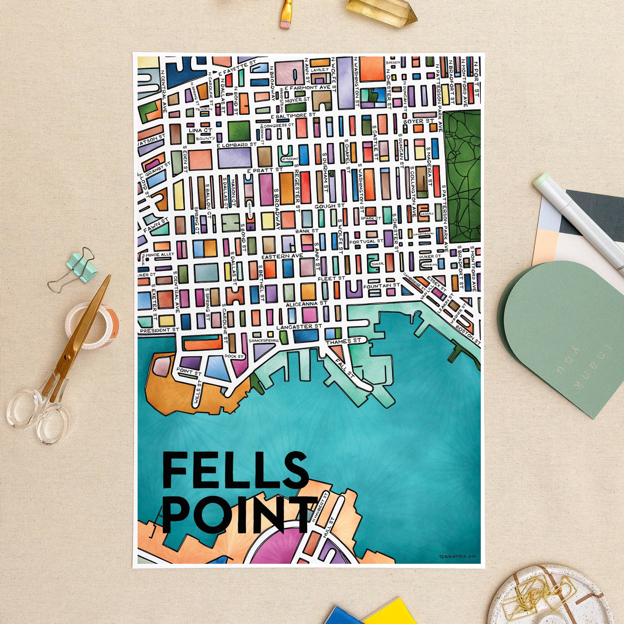 Fells Point (Baltimore) Map Art Print