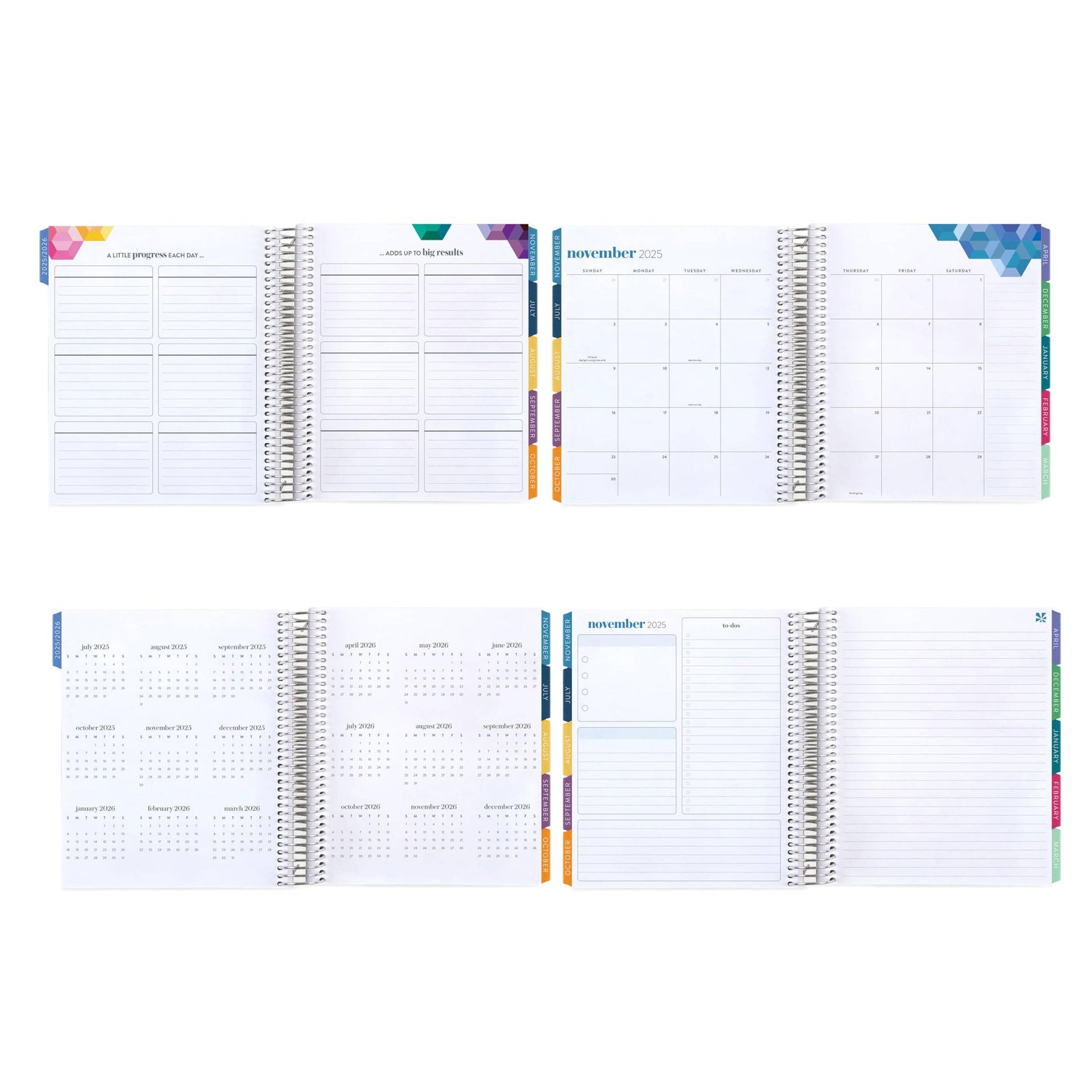 7x9 Monthly Planner - Mantra cover, Hexagon theme