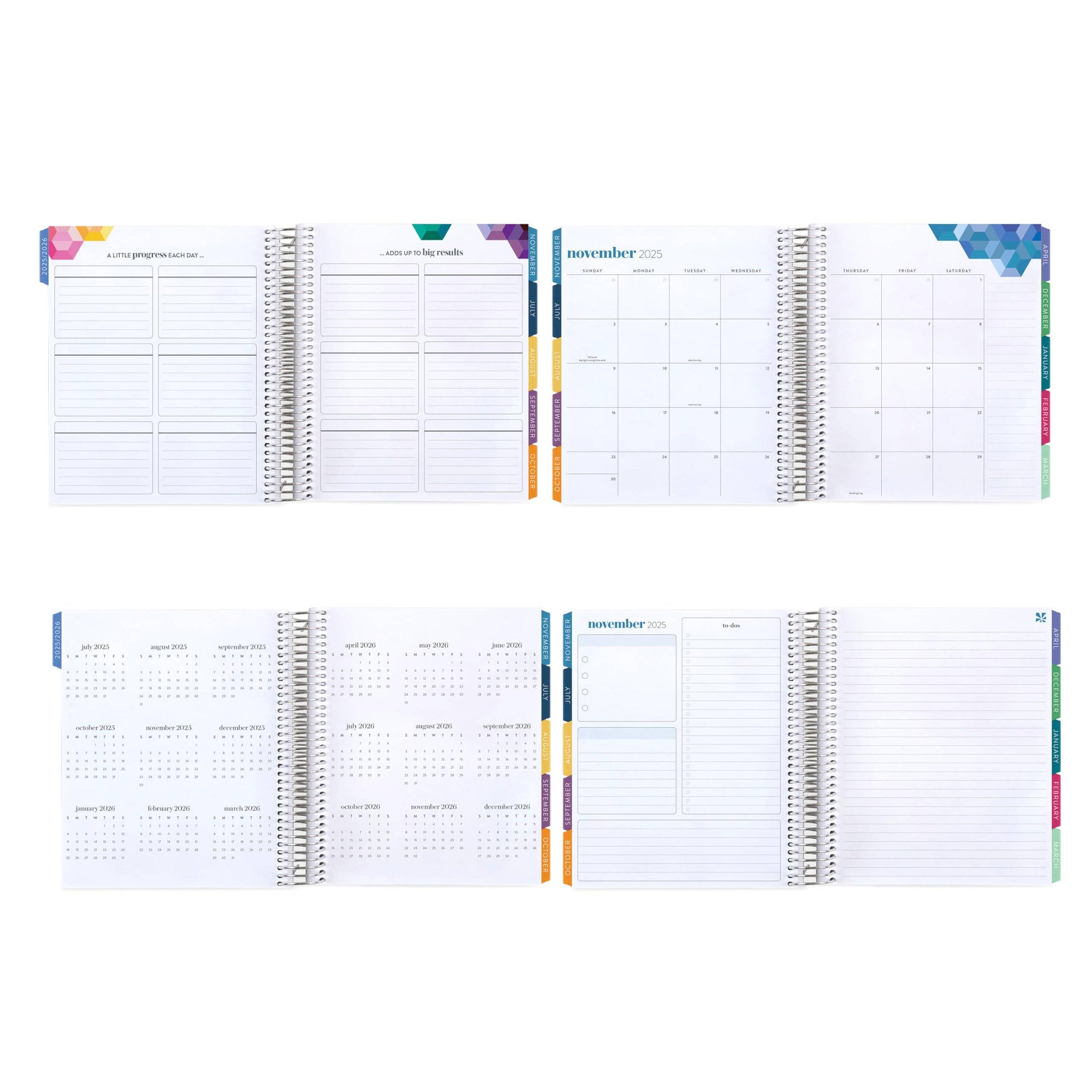 7x9 Monthly Planner - Mantra cover, Hexagon theme