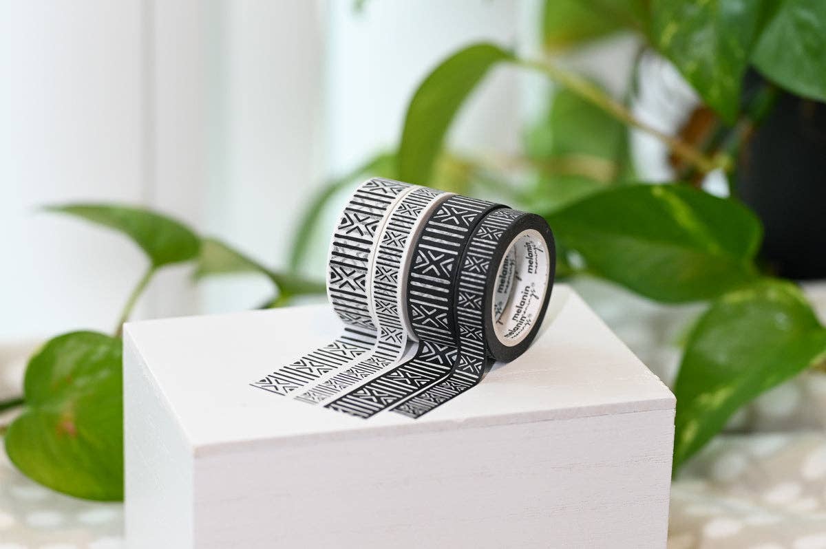 Mudcloth African Textile Inspired Washi Tape Set: Black