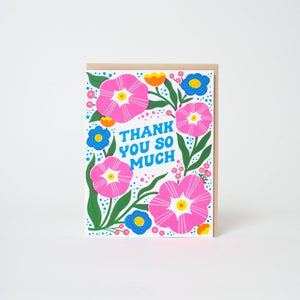 Thanks So Much Flowers Letterpress Greeting Card by Hello!Lucky