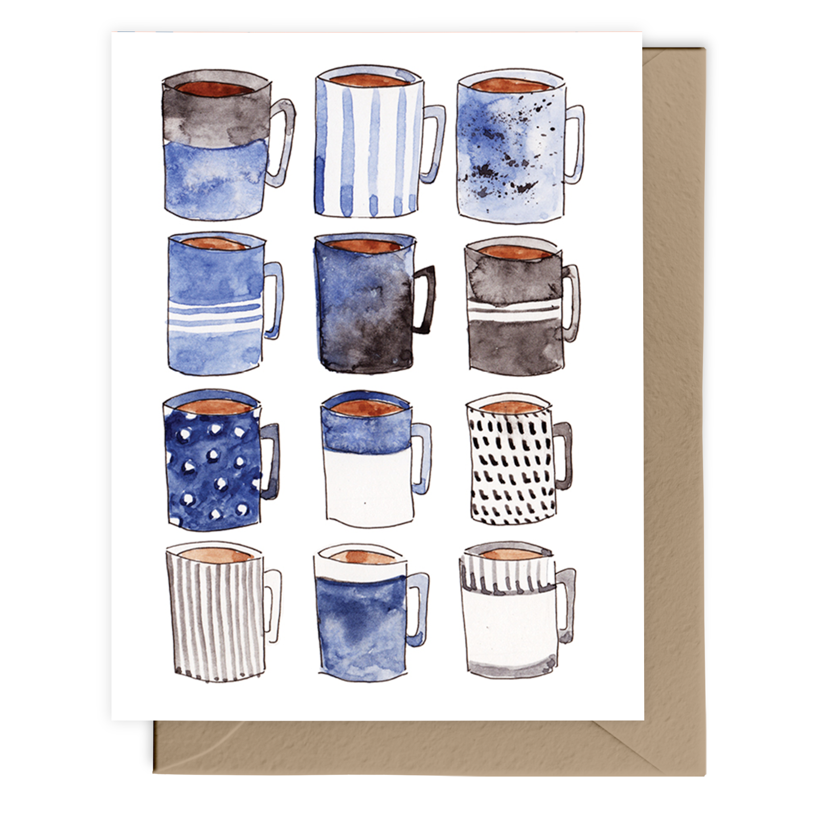 Blue Mugs Card: Single Card