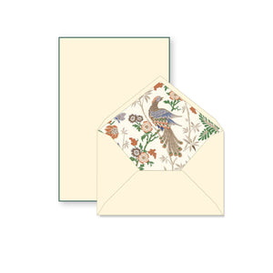 Rossi 1931 100% Cotton Bordered Writing Sheets Letter Set: Peacocks / 6.25x8.47”