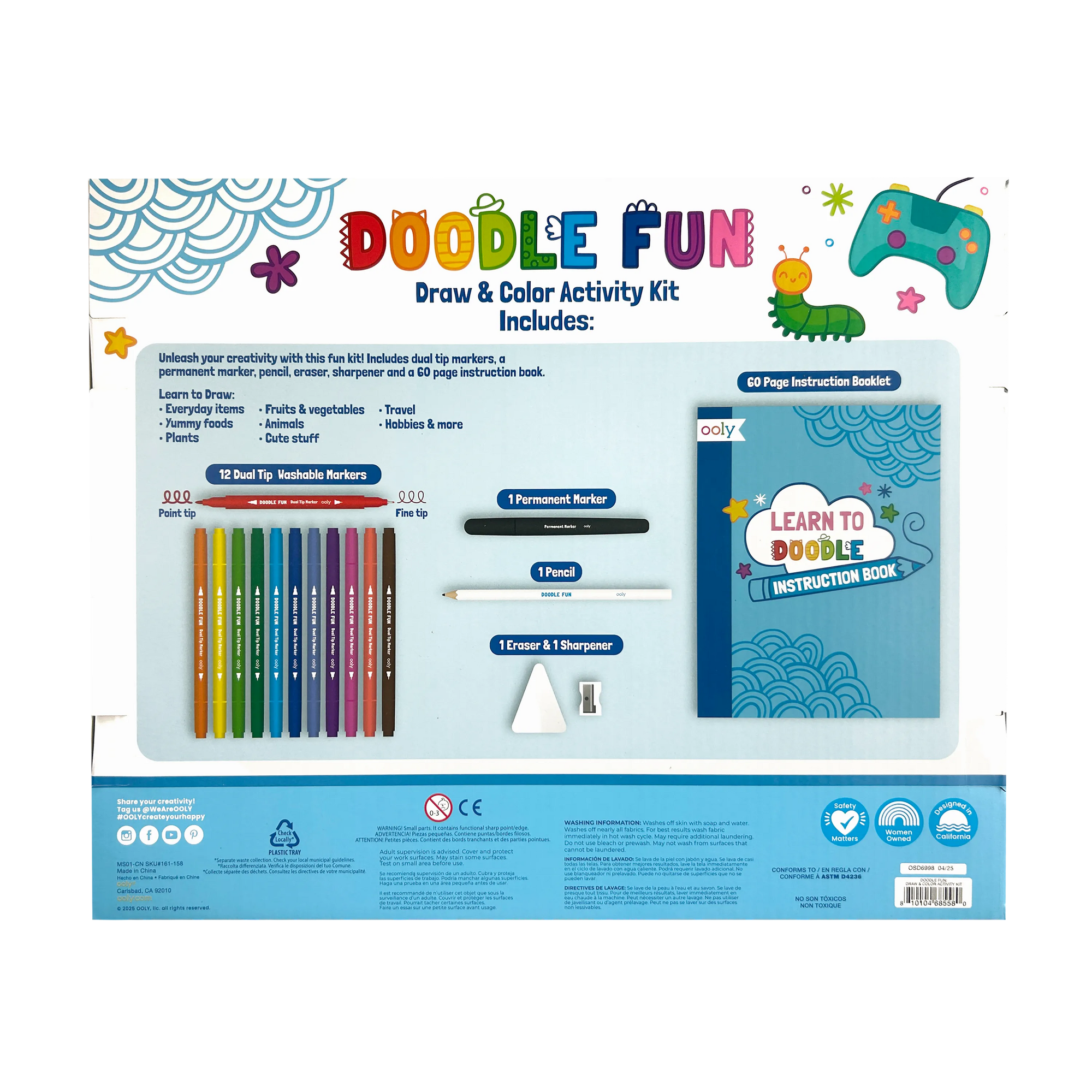 Doodle Fun: Draw & Color Activity Kit (17 PC Set)