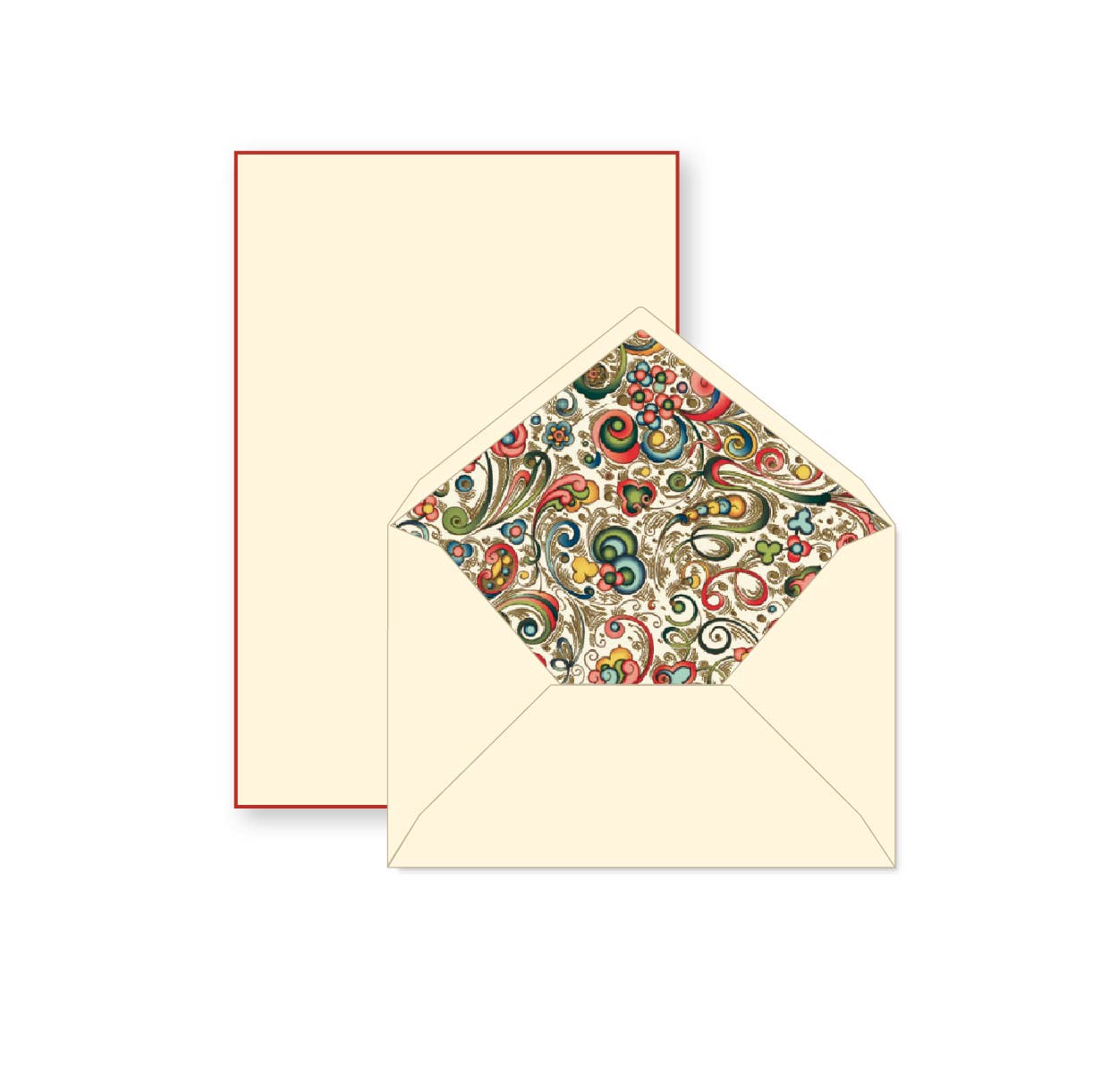 Rossi 1931 100% Cotton Bordered Writing Sheets Letter Set: Art Noveau Flowers / 6.25x8.47”