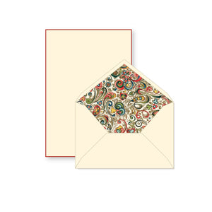 Rossi 1931 100% Cotton Bordered Writing Sheets Letter Set: Art Noveau Flowers / 6.25x8.47”