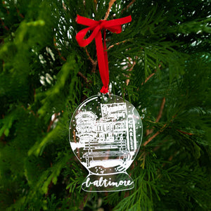 Baltimore Maryland | Snow Globe | Ornament: Wood