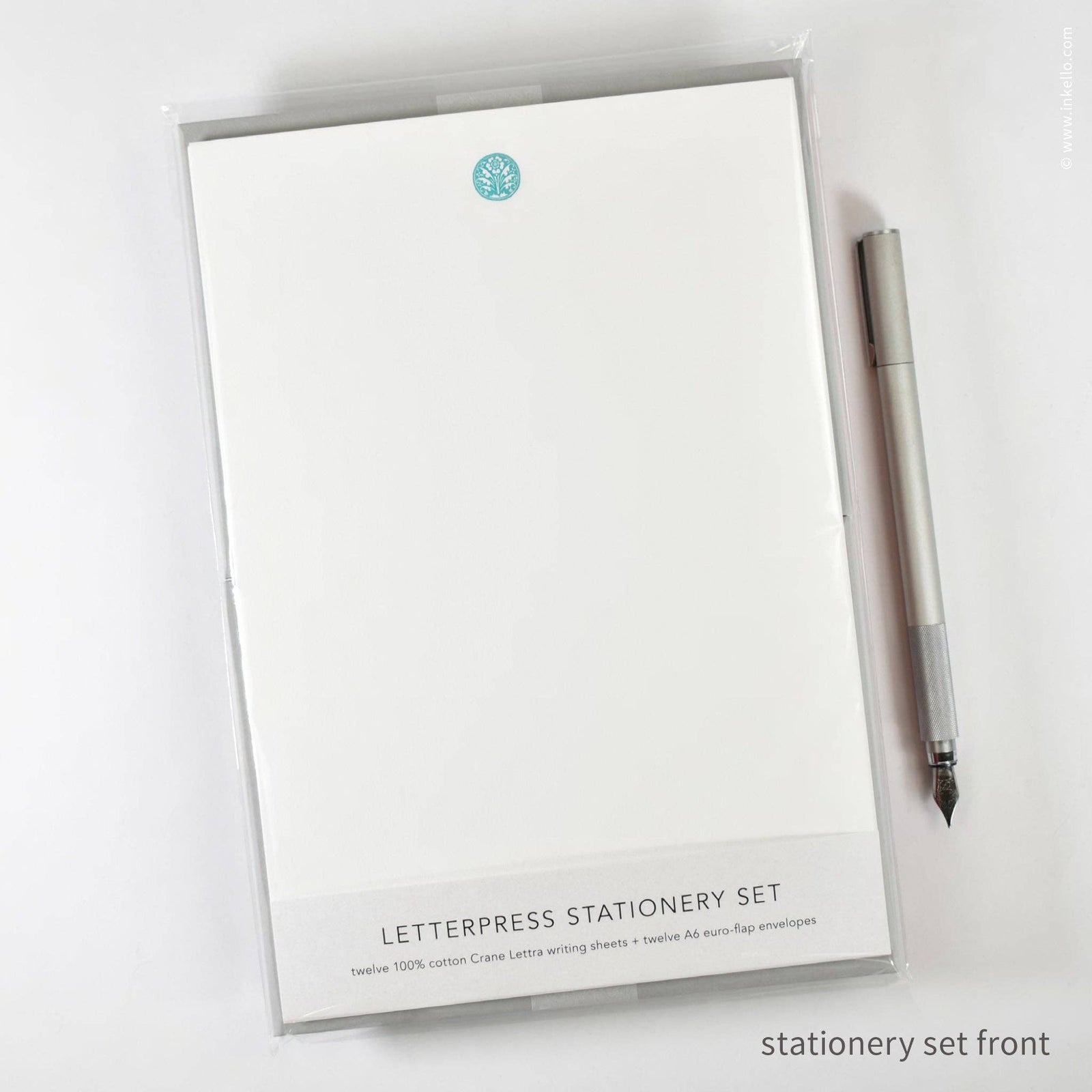 Stationery Set with Vintage Aqua Floral Ornament (#472)