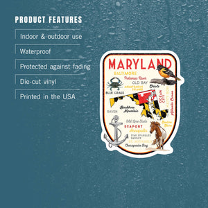 Vinyl Sticker Maryland, Typography and Icons
