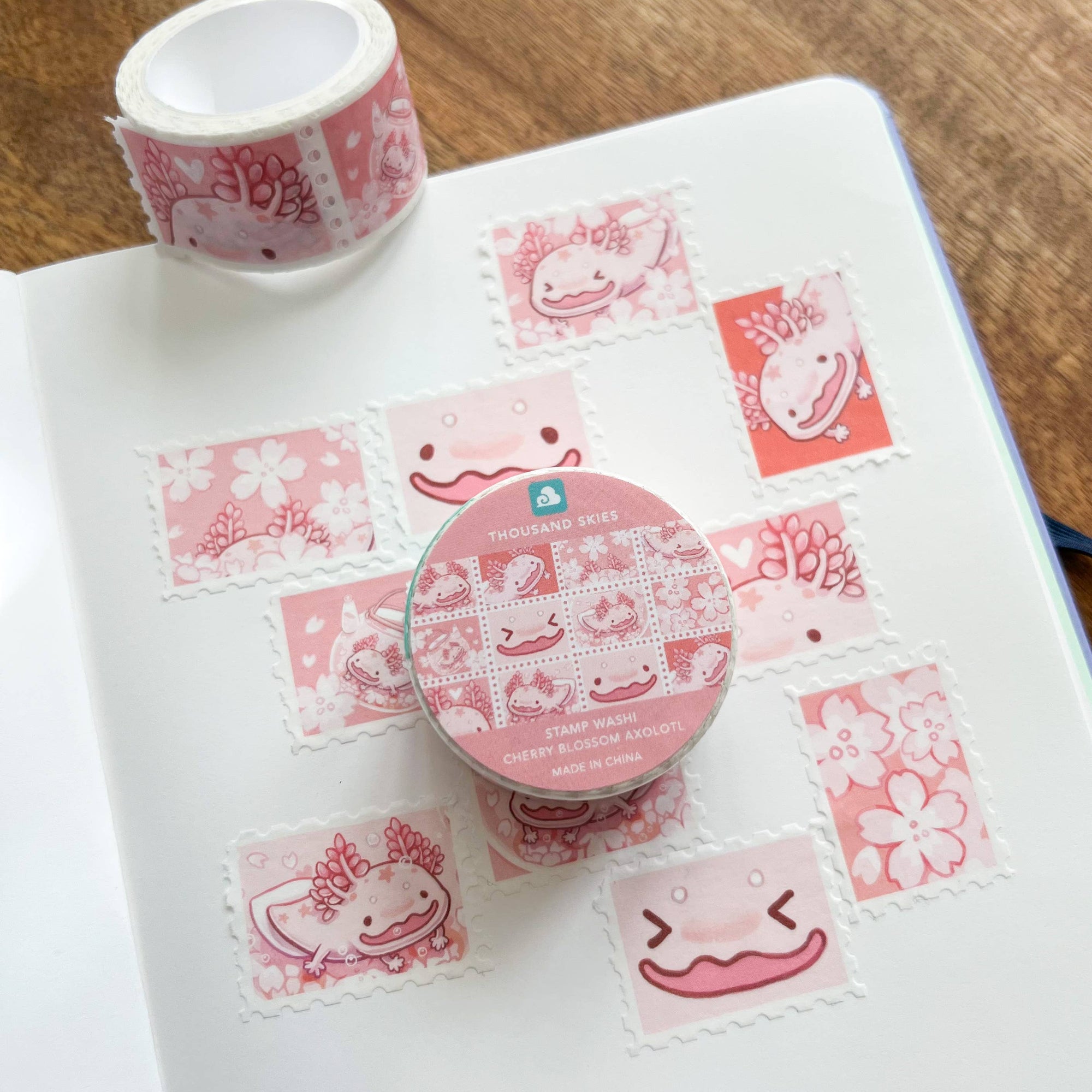 Stamp Washi Tape - Cherry Blossom Axolotl