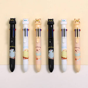 Puffy Eye Cat 8-Color Retractable Ball Pen