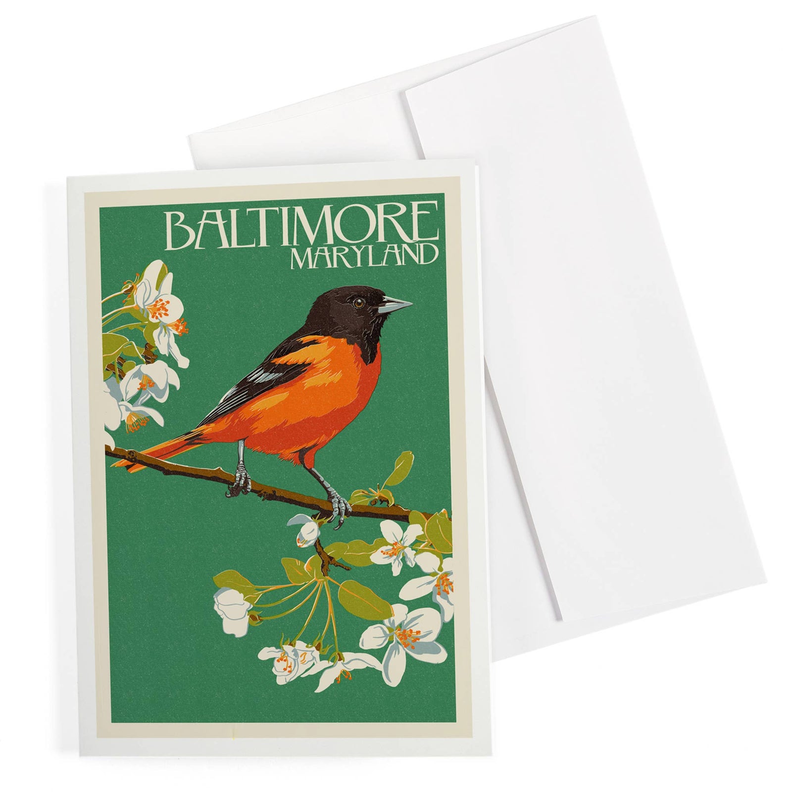 GREETING CARD Baltimore, Maryland, Oriole Letterpress