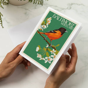 GREETING CARD Baltimore, Maryland, Oriole Letterpress