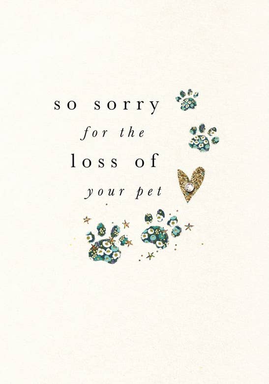 HAND FINISHED PET SYMPATHY GREETING CARD LOSS S DAVIES