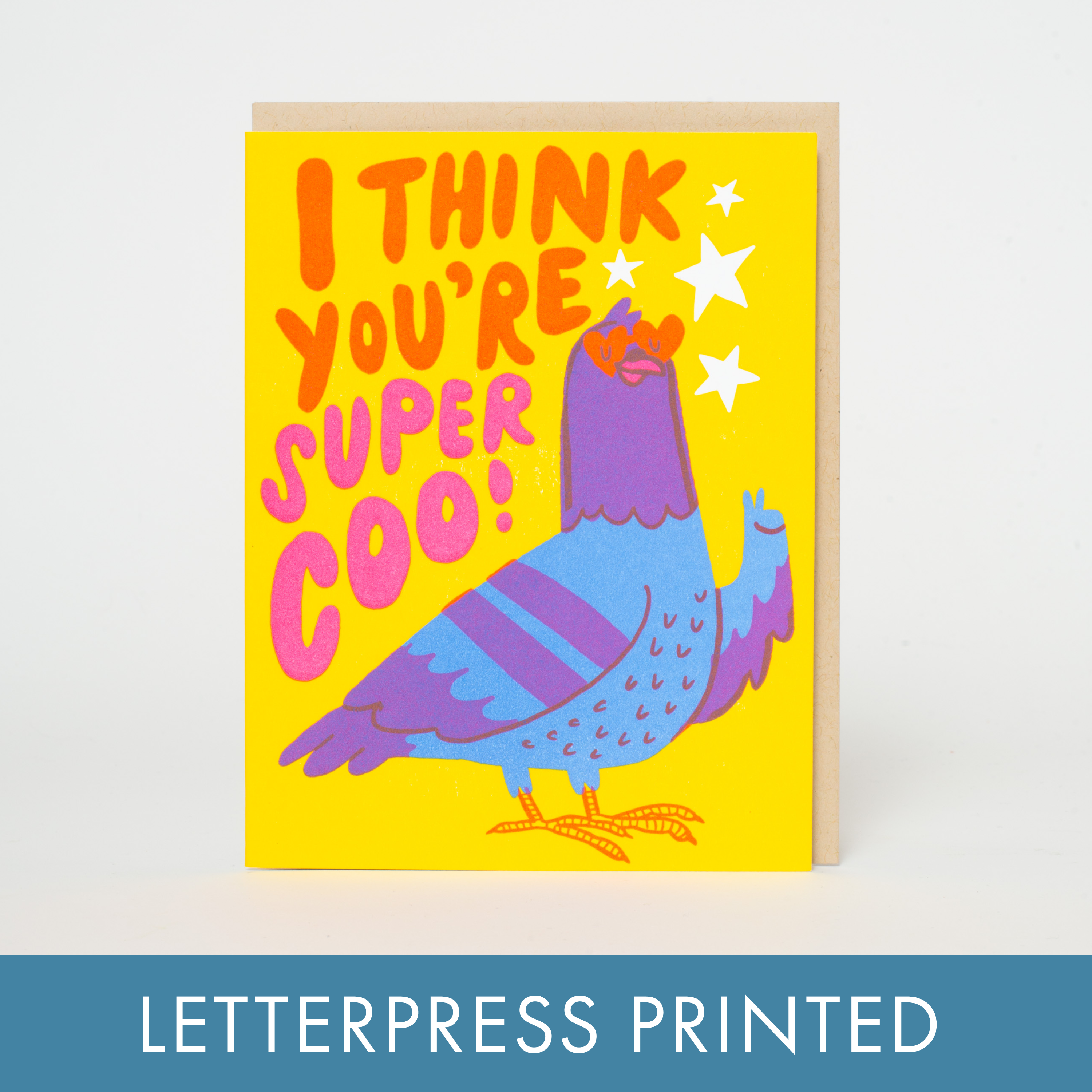 Super Coo Pigeon Love Letterpress Greeting Card by Hello!Lucky - Paper ...