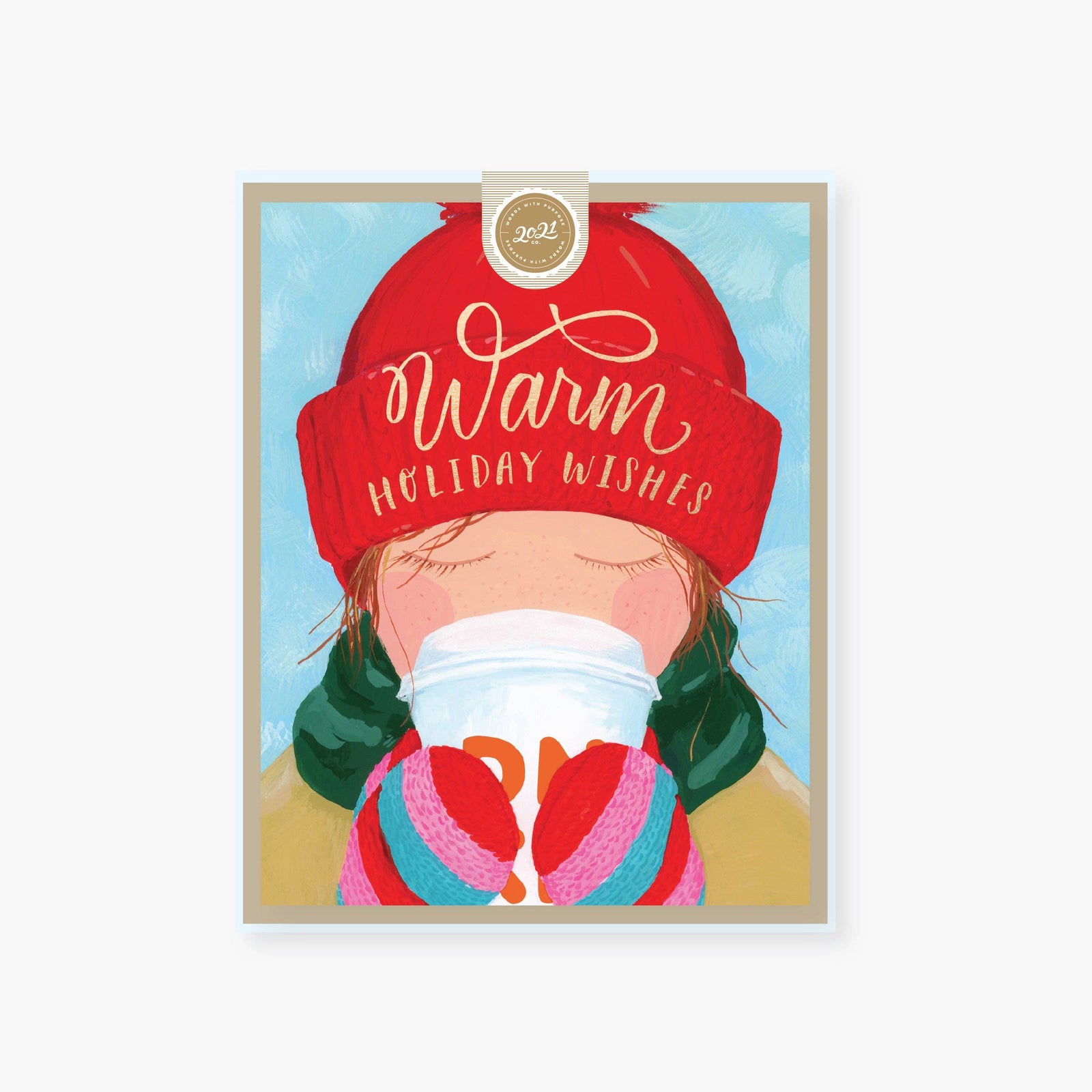 Warm Holiday wishes New England holiday card: Single card