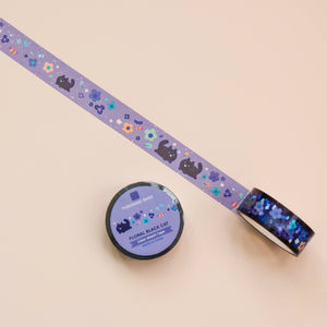 PET Tape (Transparent) Floral Black Cat